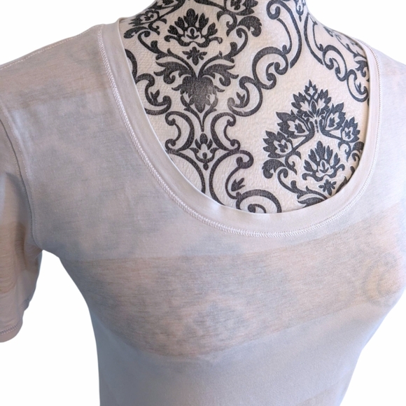 Lululemon Every Yogi Tee Active Run Stripe Pattern Women 6 Cashew White Rel 3 14 - Picture 7 of 9